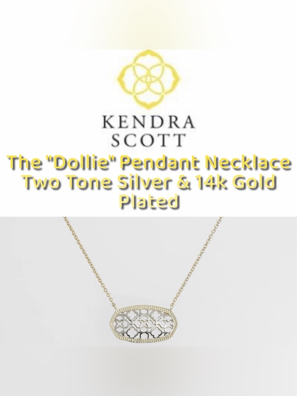 Kendra Scott - "Dollie" Pendant Necklace two tone Silver & 14k Gold Plated -New